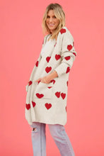 Heart Graphic Open Front Cardigan with Pockets Woman Outerwear