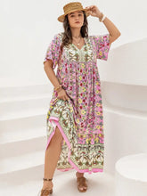 Plus Size Floral Tie Neck Flutter Sleeve Maxi Dress Woman Maxi Dress