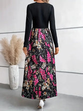 Floral Round Neck Long Sleeve Maxi Dress Maxi Dresses