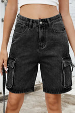 Washed Cargo Denim Shorts Black Denim Shorts