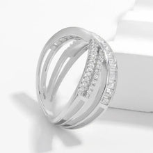 X Shape Inlaid Zircon 925 Sterling Silver Ring Rings