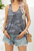 Floral Scoop Neck Tank Top Dark Gray Tanks & Camis