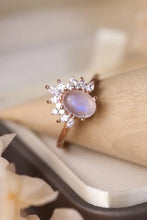 High Quality Natural Moonstone 18K Rose Gold-Plated 925 Sterling Silver Ring Rings
