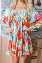 Floral Bracelet Sleeve Empire Waist Mini Dress Woman Casual Dress