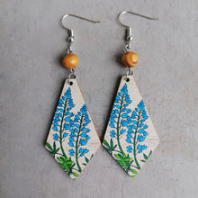 Floral Wooden Teardrop Earrings Cerulean One Size Earrings