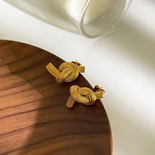 18K Gold-Plated Twisted Knot Stud Earrings Earrings