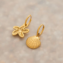 Vintage Gold Seashell & Starfish Drop Earrings Earrings