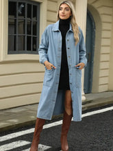 Pocketed Button Down Collared Neck Denim Jacket Woman Outerwear