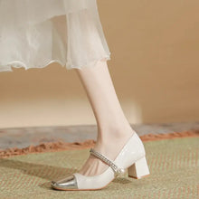 Square Toe Block Heels Pumps woman pumps
