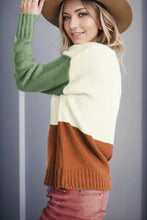 Color Block Round Neck Long Sleeve Sweater Sweater Pullovers