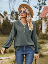 Dropped Shoulder Button-Down Hoodie Army Green Woman Sweatshirts