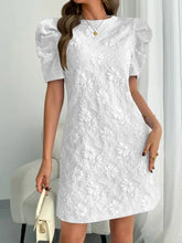 Round Neck Puff Short Sleeve Mini Dress Woman Dress