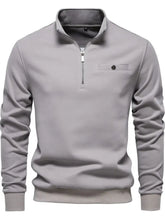 Men's Quarter Zip Long Sleeve Sweatshirt Gray Mens Tops