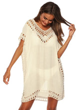 Bohemian Crochet Trim Beach Cover Up Dress Swimwear Cover-Ups