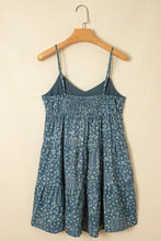 Spaghetti Straps Floral Print Knot Detail High Waist Flared Dress Woman Casual Dress