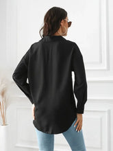 Contrast Button Up Long Sleeve Shirt Woman Shirt