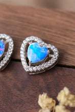 925 Sterling Silver Opal Heart Stud Earrings Earrings