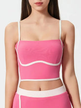 Millennia Contrast Trim Square Neck Active Cami with Detachable Chest Pads Woman Activewear