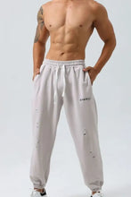 Men's Plus Size Distressed Drawstring Joggers Gray Woman Sweatpants