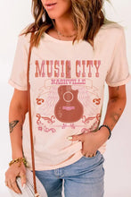 MUSIC CITY Cuffed Short Sleeve Tee Peach Woman T Shirts