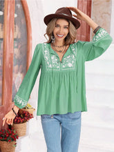 Floral Tie Neck Balloon Sleeve Blouse Woman Blouses