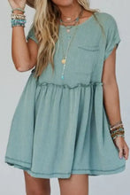 Frill Round Neck Cap Sleeve Mini Dress Casual Dresses