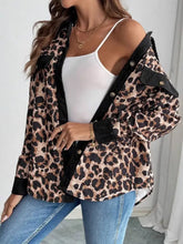 Leopard Collared Neck Button Up Shacket Woman Outerwear