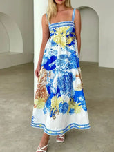 Pocketed Printed Sleeveless Cami Dress Blue Casual Dresses