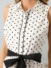 Polka Dot Sleeveless Midi Shirt Dress Casual Dresses