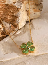 Stainless Steel Zircon Lucky Clover Pendant Necklace Fashion Jewelry