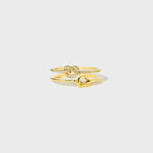925 Sterling Silver Double-Layered Knot Ring Gold 7 Rings