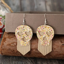 Sequin Skull Dangle PU Leather Earrings Earrings