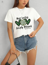 Lucky Clover Round Neck Short Sleeve T-Shirt Woman T Shirts