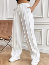 Drawstring Elastic Waist Pants with Pockets Woman Pants