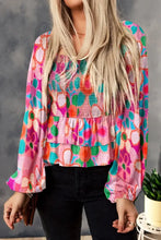 Floral Smocked Ruffled Balloon Sleeve Blouse Multicolor Woman Blouses