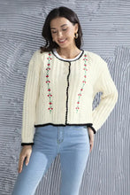 Graphic Cable-Knit Button Up Cardigan Woman Outerwear