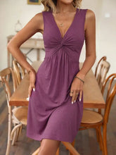 Twisted Front V-Neck Sleeveless Dress Casual Dresses