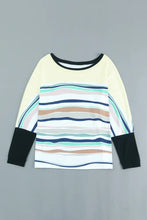 Striped Round Neck Long Sleeve Top Woman T Shirts
