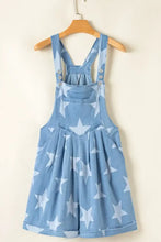 Star Print Square Neck Denim Overalls Denim Overalls
