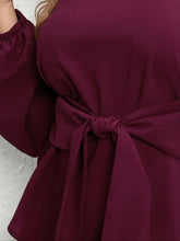 Plus Size Tie Front Long Sleeve Blouse Woman Blouses