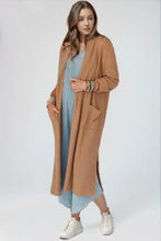 Open Front Long Sleeve Longline Slit Cardigan Woman Outerwear