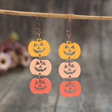 Wooden Contrast Pumpkin Earrings Earrings