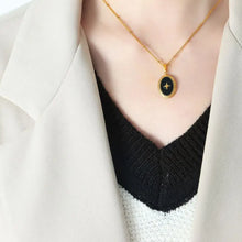 Gold-Plated Titanium Steel Oval Shape Pendant Necklace Necklaces