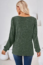 Ribbed Square Neck Long Sleeve T-Shirt Woman T Shirts