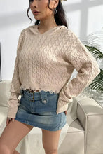 Cable-Knit Dropped Shoulder Hooded Sweater Woman Sweatshirts