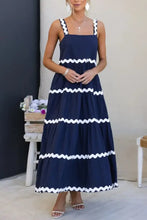 Contrast Trim Square Neck Dress Woman Maxi Dress