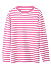 Striped Round Neck Long Sleeve Sweater Sweater Pullovers