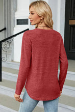 Decorative Button Round Neck T-Shirt Woman T Shirts