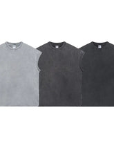 Men's Washed Round Neck Tank Mens Tops