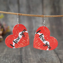 I LOVE YOU Heart Leather Earrings Red One Size Earrings